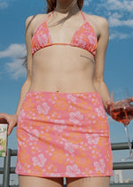 willa swim skirt in pink hibiscus